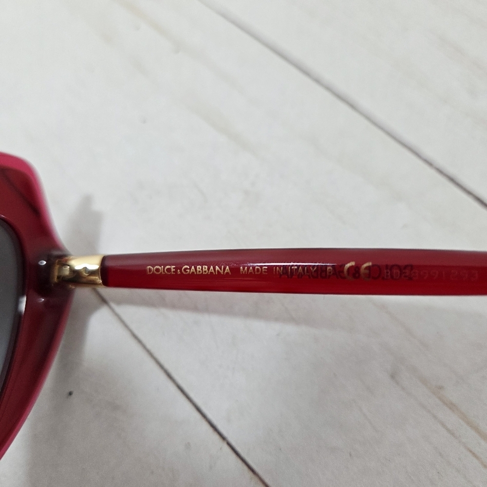 Dolce and Gabbana 52mm Cat Eye Sunglasses Bordeaux Red Women's Designer Sunnies - Picture 6 of 8